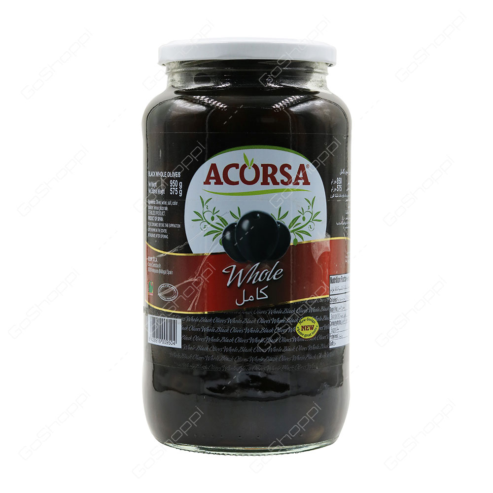 Acorsa Whole Black Olives 950 g