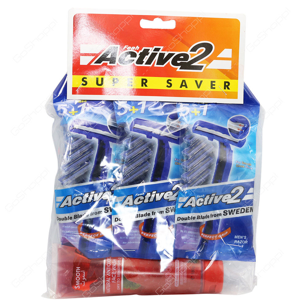 Active2 Double Blade Mens Razor With Face Wash 1 Pack