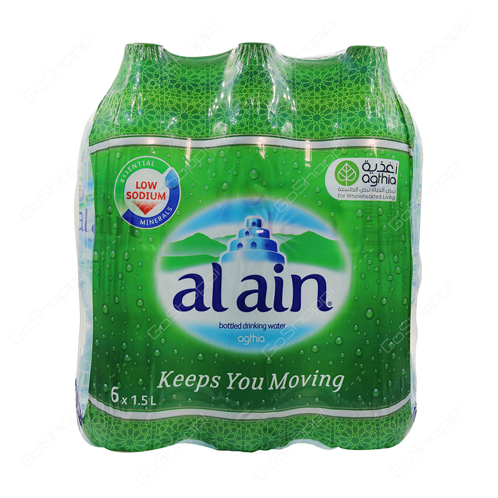 Al Ain Low Sodium Bottled Drinking Water Agthia 6X1.5 l