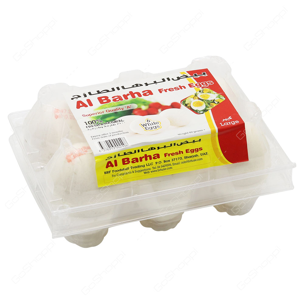 Al Barha Fresh Large White Eggs 6 pcs