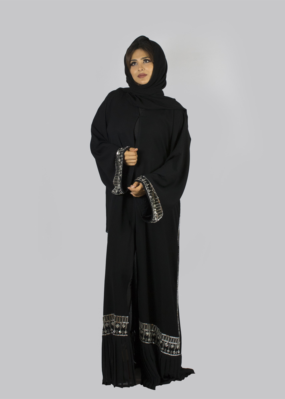 Al Jumairi Beads Detail Fancy Abaya - AJ2168