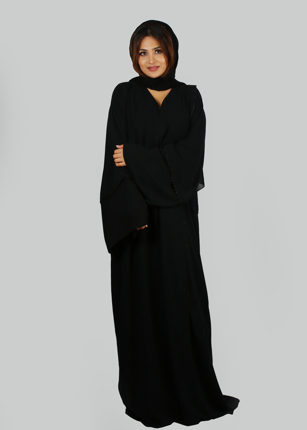 Al Jumairi Beads Embellished Quraishi Abaya - AJ2106