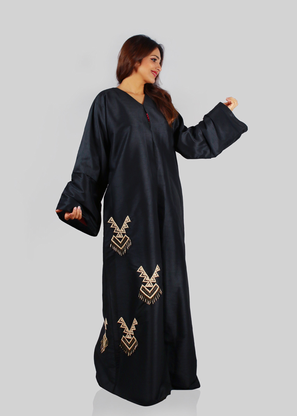 Al Jumairi Bird Patterned Design Abaya - AJ2126