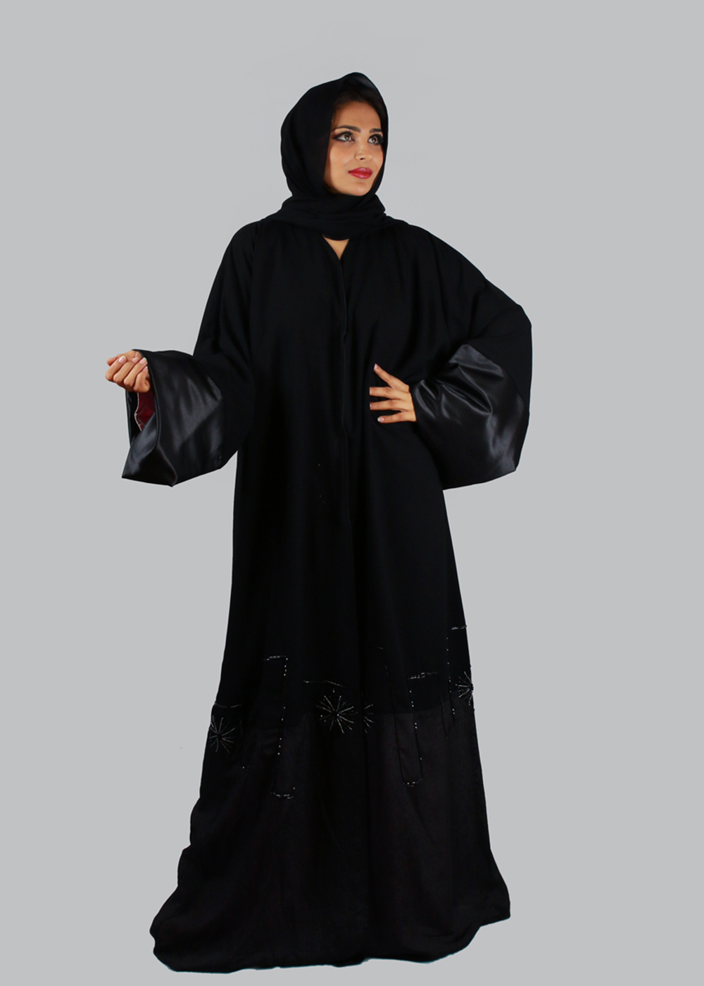 Al Jumairi City Outline Paterned Abaya - AJ2146