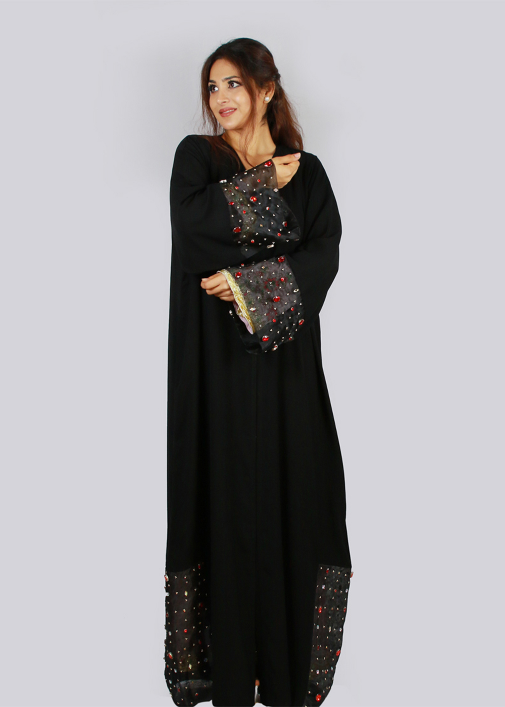 Al Jumairi Creep Toor Wide Sleeve Abaya - AJ2116