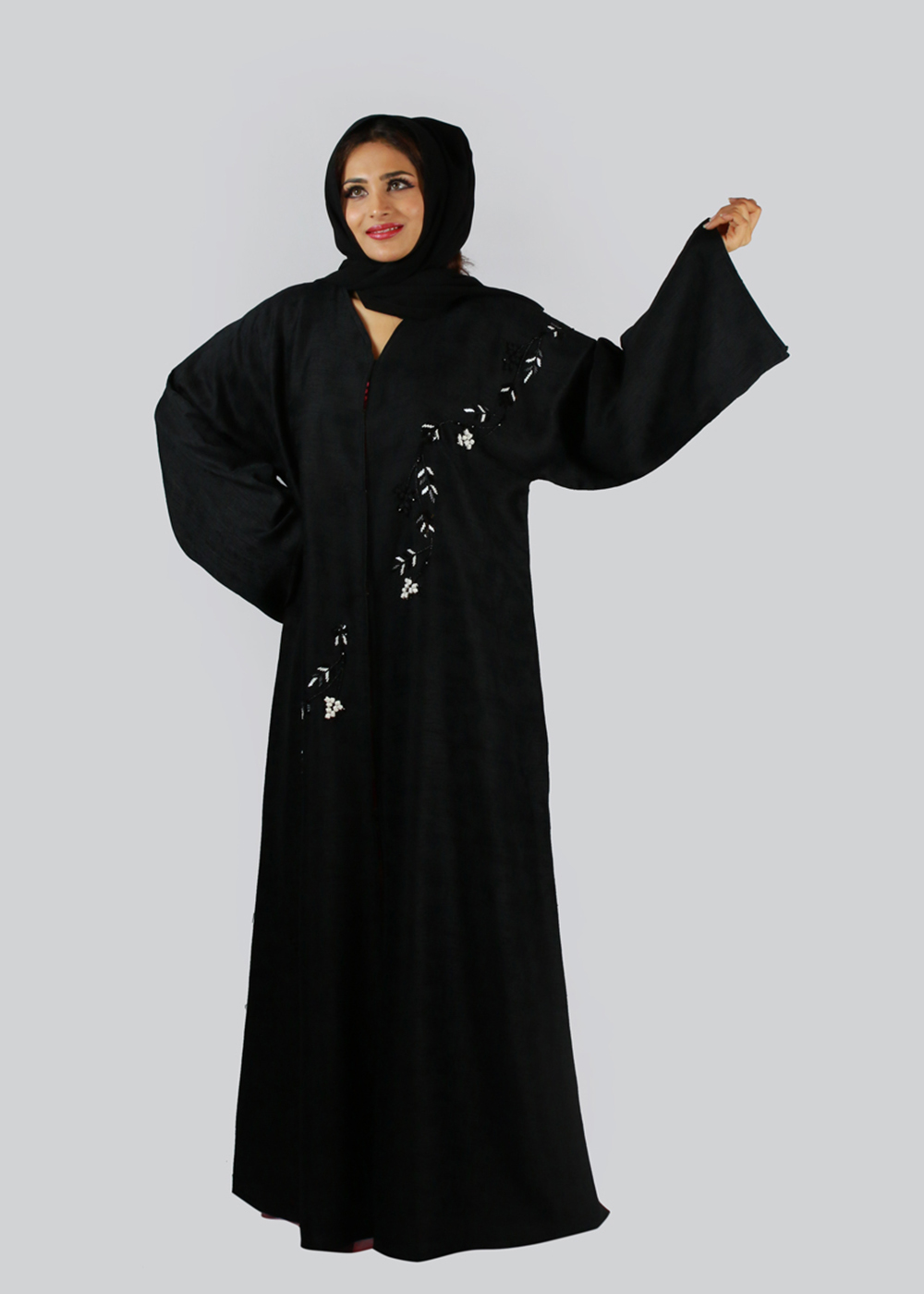 Al Jumairi Leaf Applique Abaya - AJ2143