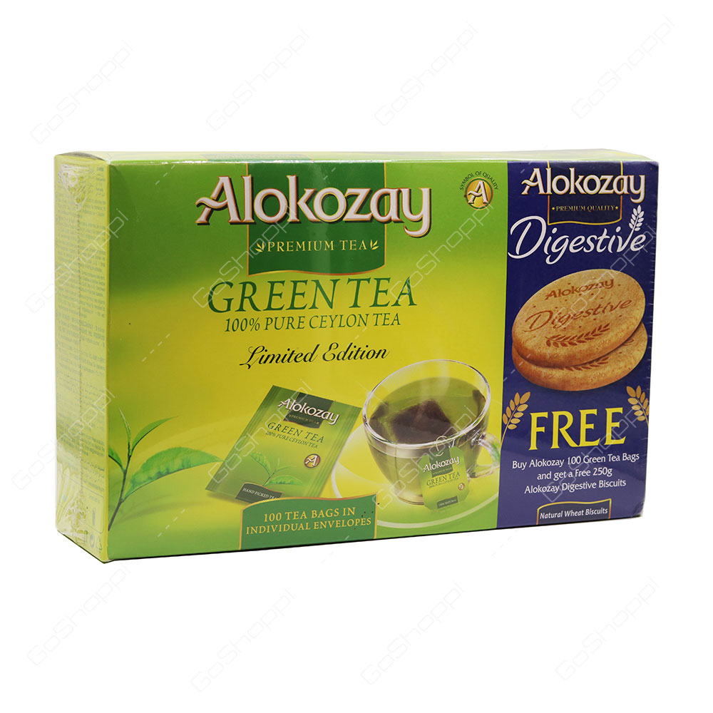 Alokozay Green Tea With Digestive Biscuits 100 Bags