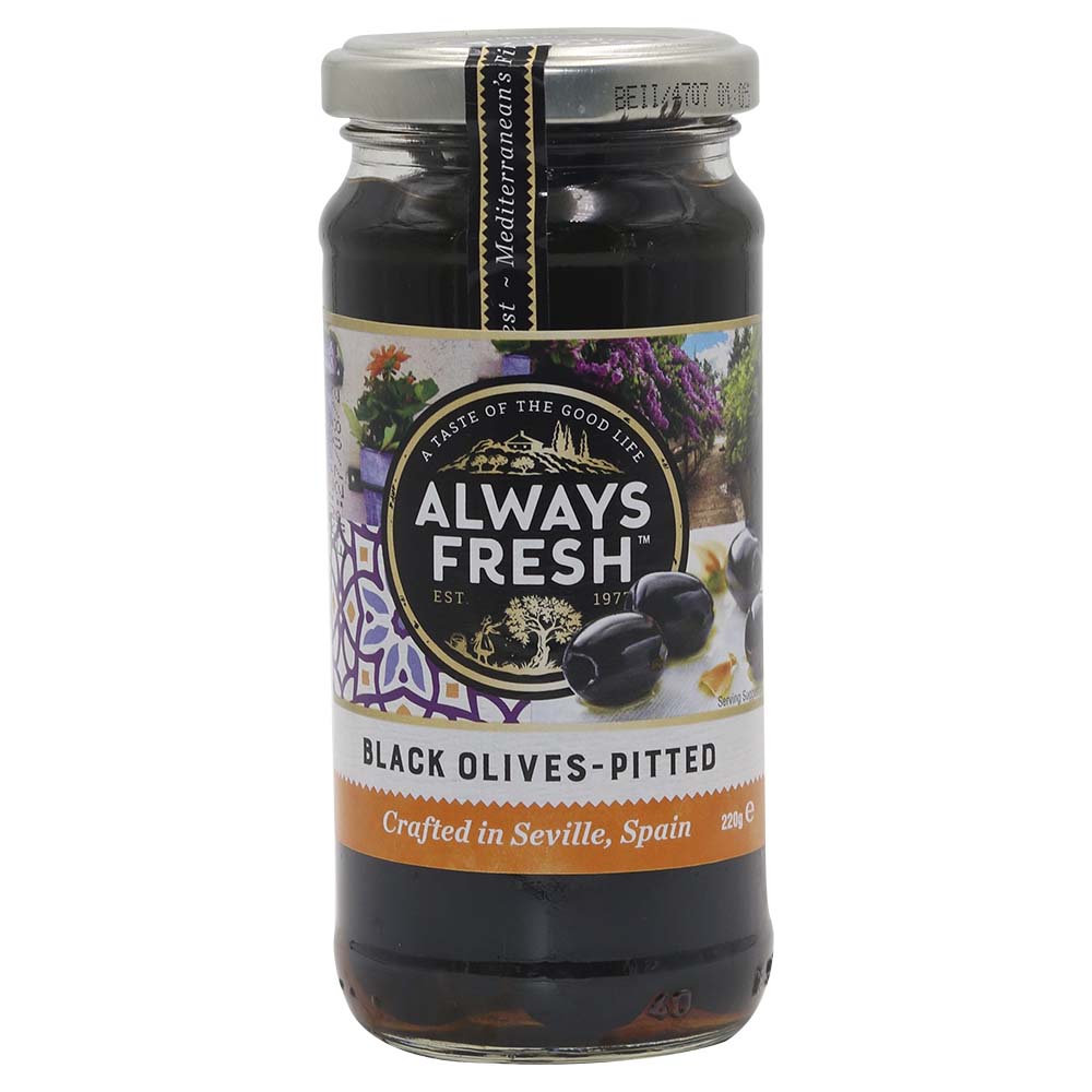 Always Fresh Black Olives Pitted 220g