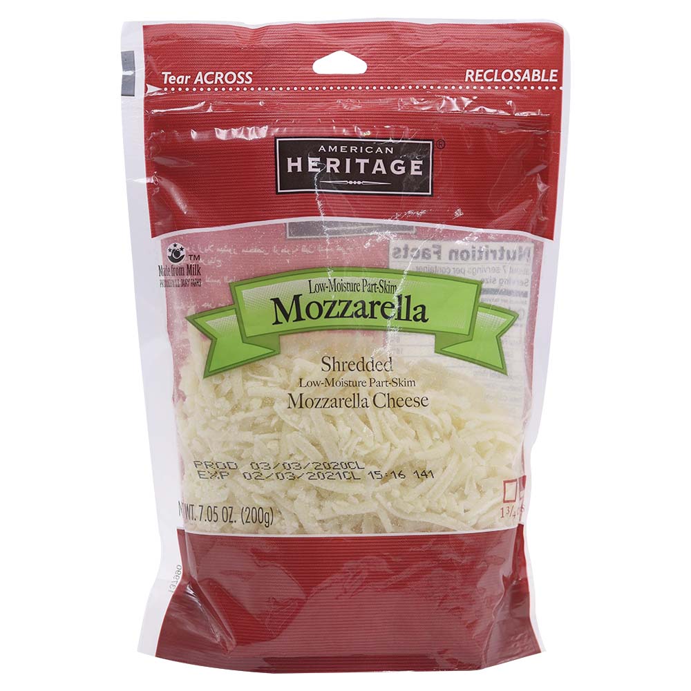 American Heritage Low Moisture Mozzarella Shredded Cheese 200g