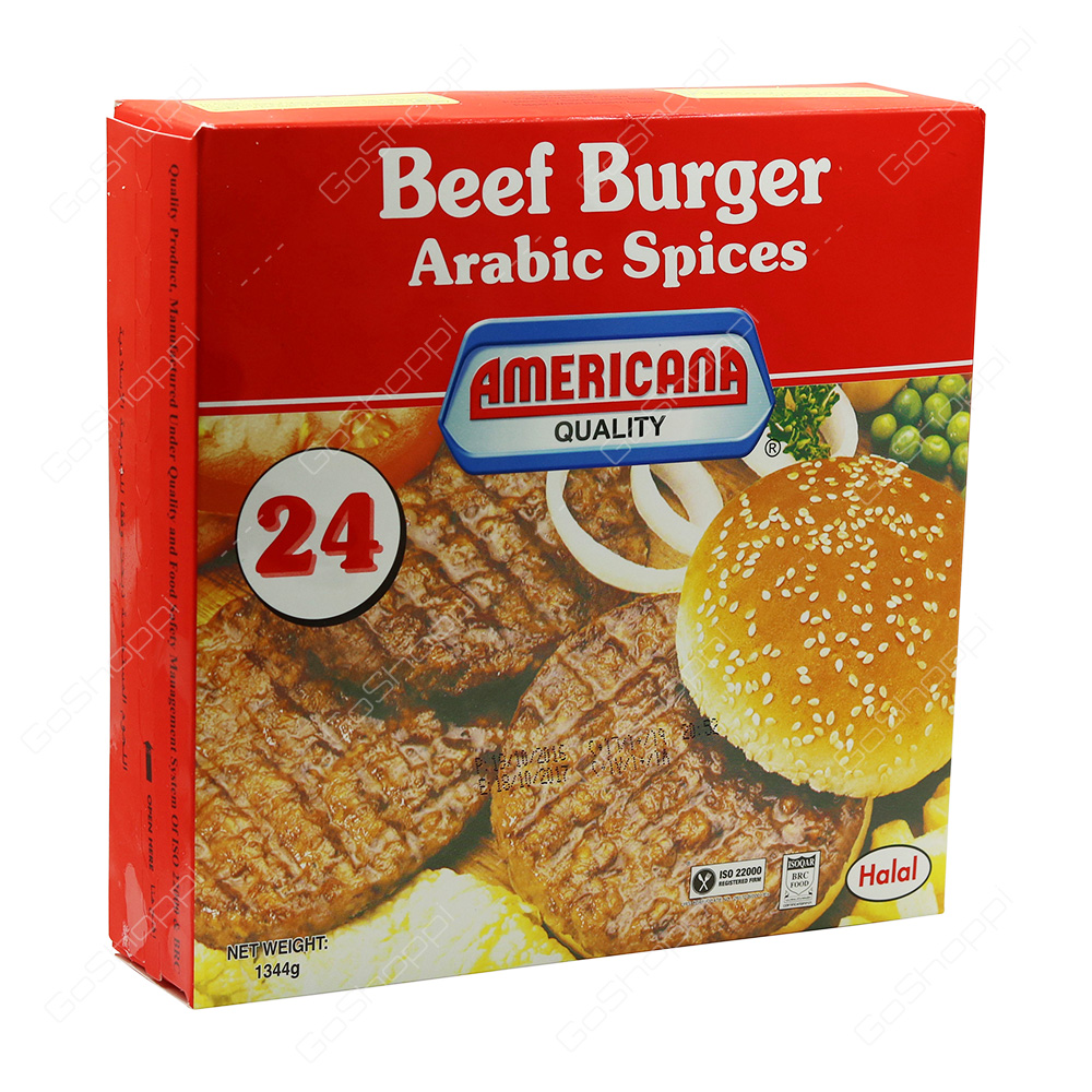 Americana Quality Beef Burger Arabic Spices Halal 24 pcs