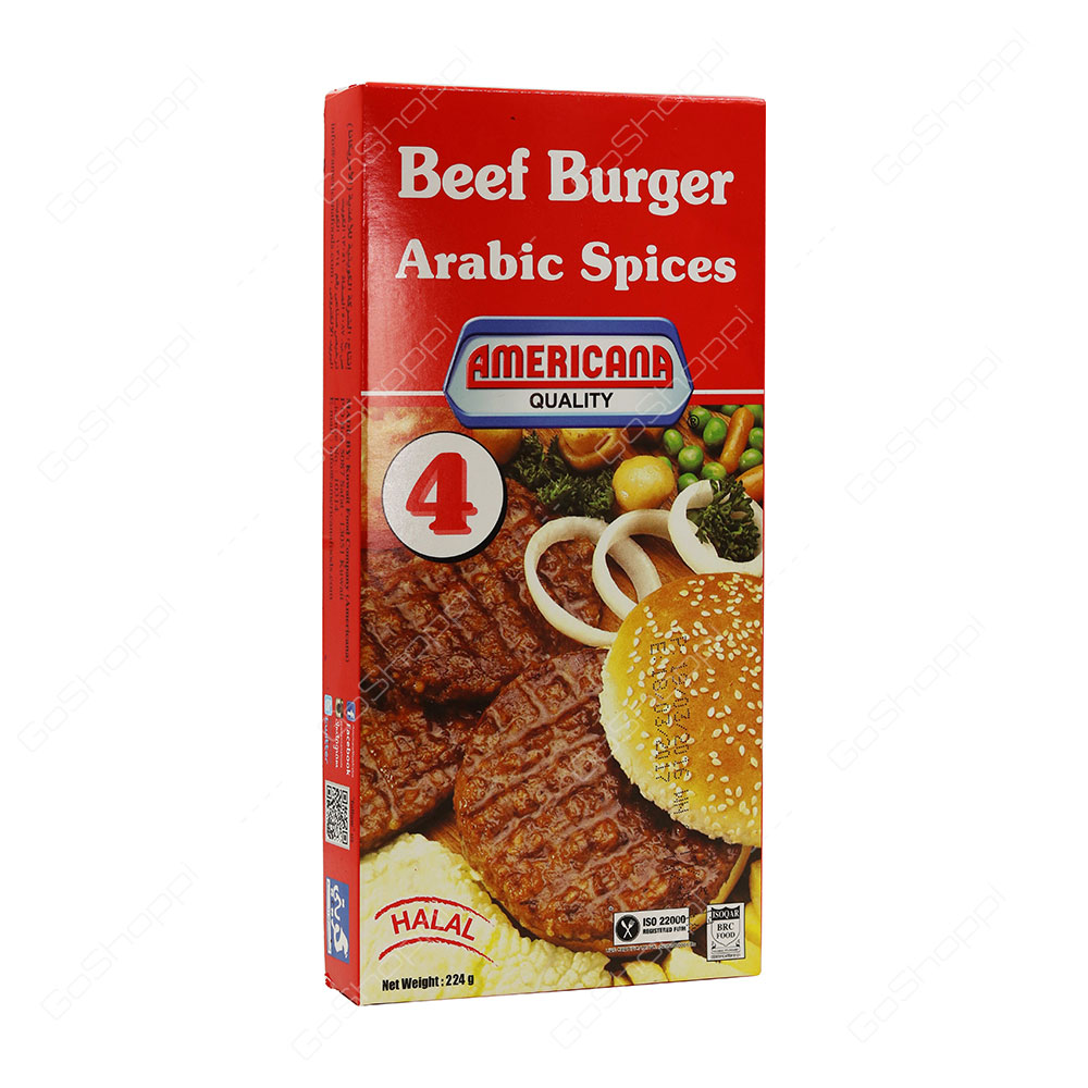 Americana Quality Beef Burger Arabic Spices Halal 4 pcs