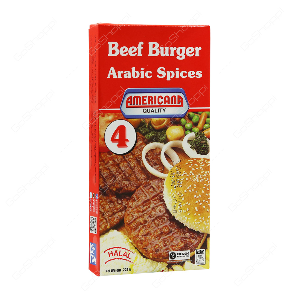 Americana Quality Beef Burger Arabic Spices Halal 8 pcs