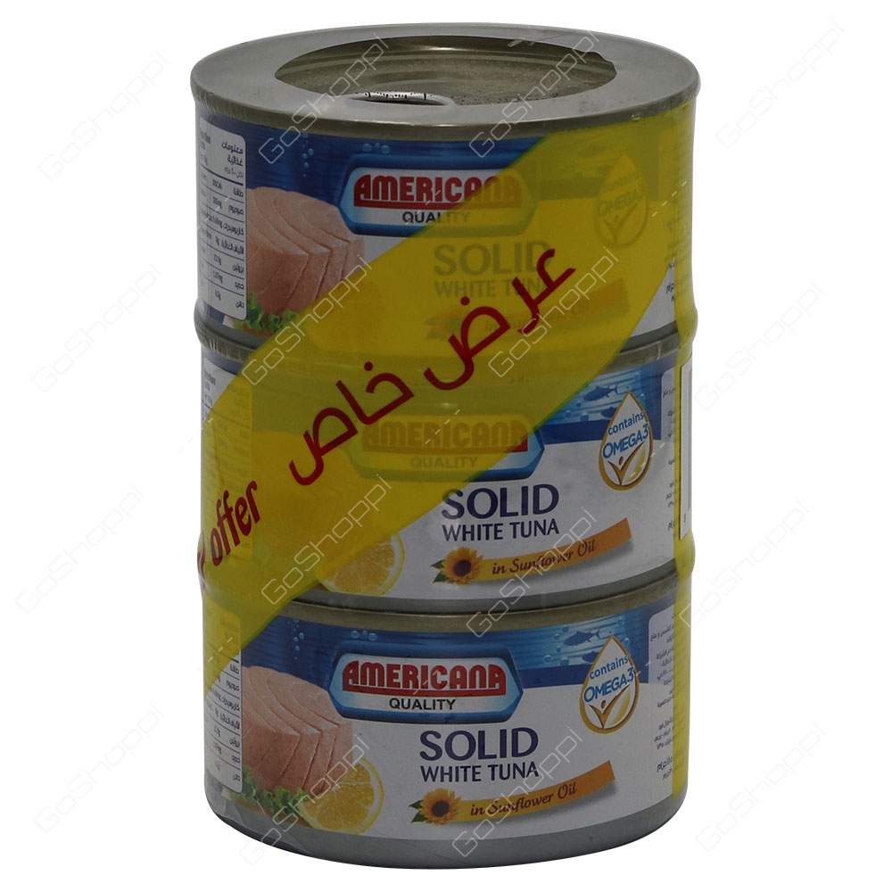 Americana Quality Solid White Tuna In Sunflower Oil 3X185 g