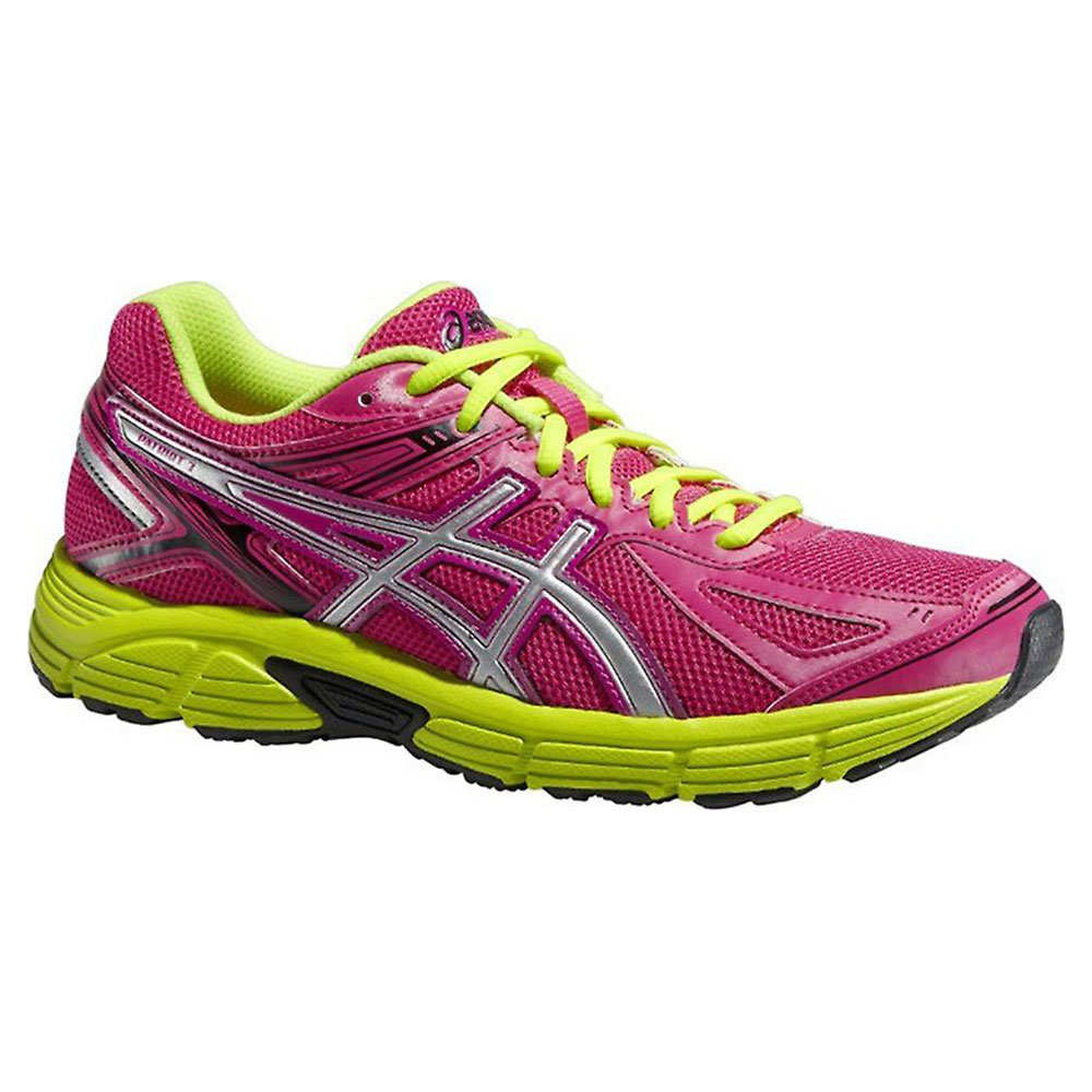 asics womens patriot 6 running shoes white/silver/pink