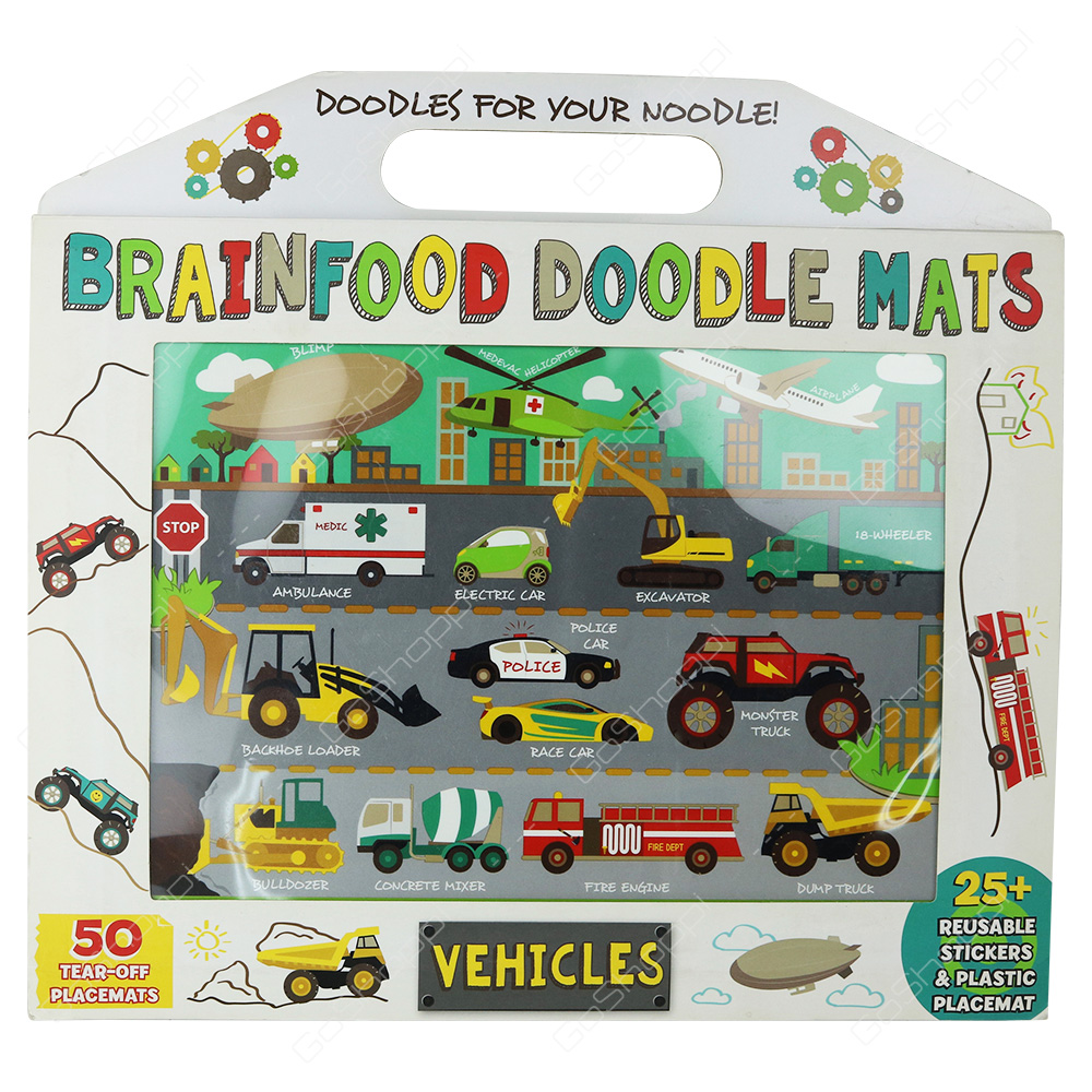 Brainfood Doodle Mats - Vehicles By Laura Dower