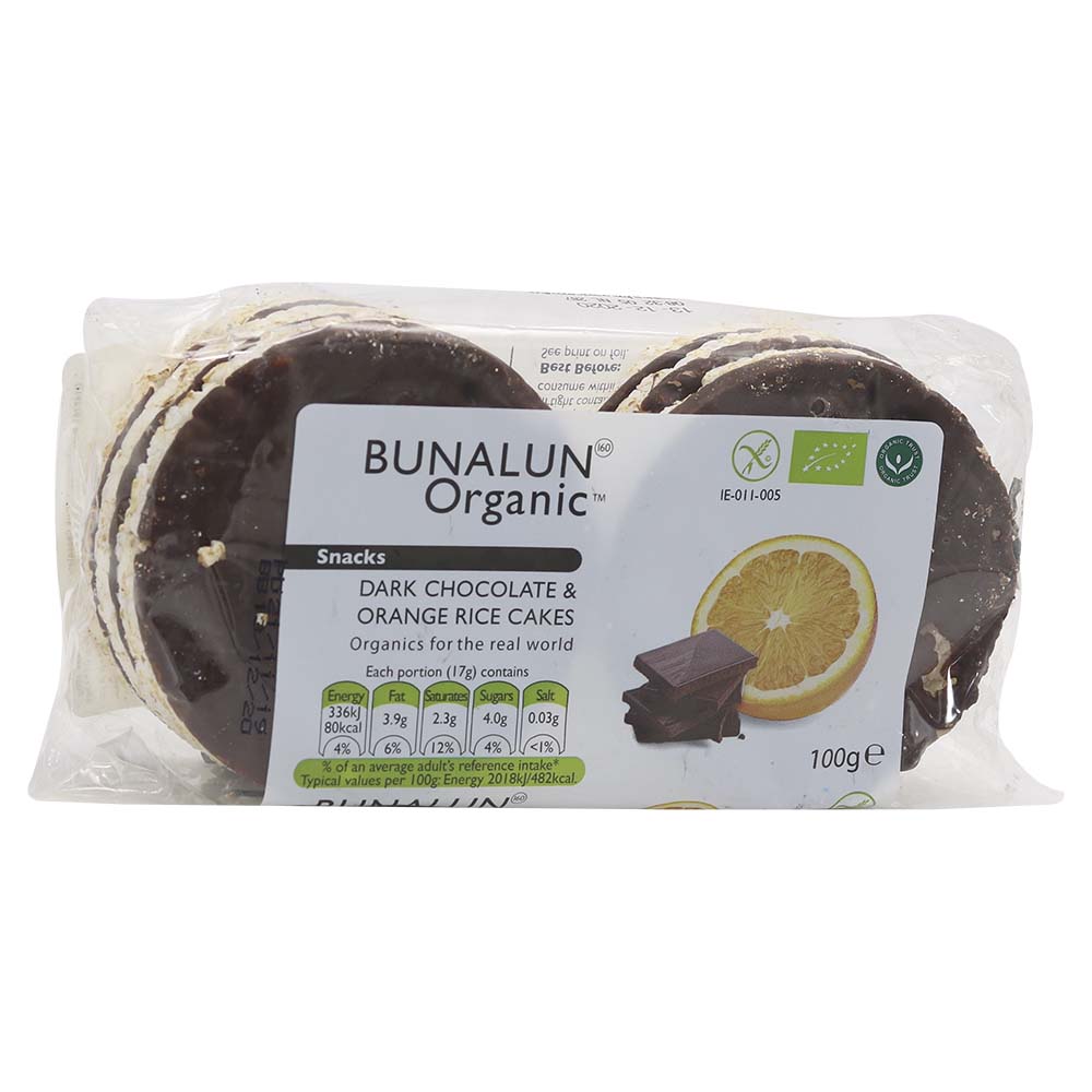 Bunalun Organic Dark Chocolate & Orange Rice Cakes 100g