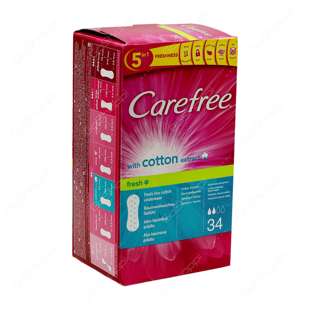 Carefree With Cotton Extract Fresh 34 Pads