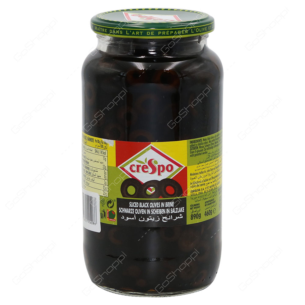 Crespo Sliced Black Olives In Brine 890 g