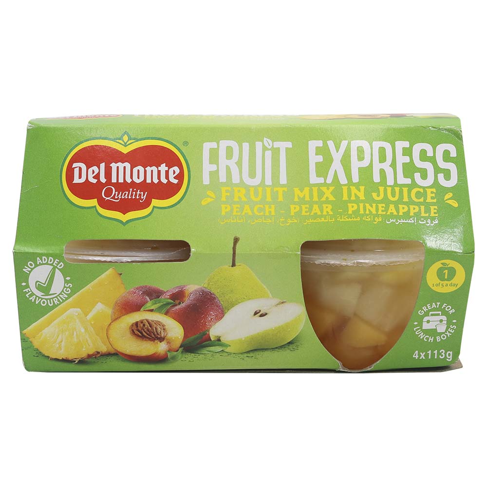 Del Monte Fruit Express Fruit Mix In Juice Peach Pear Pineapple 4X113g
