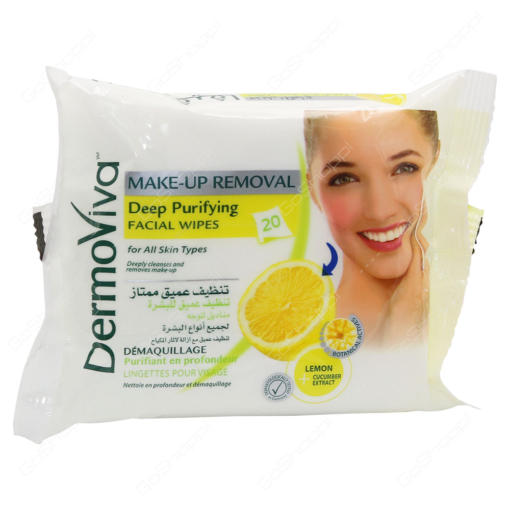 Dermoviva Make Up Removal Deep Purifying Facial Wipes 20 Wipes