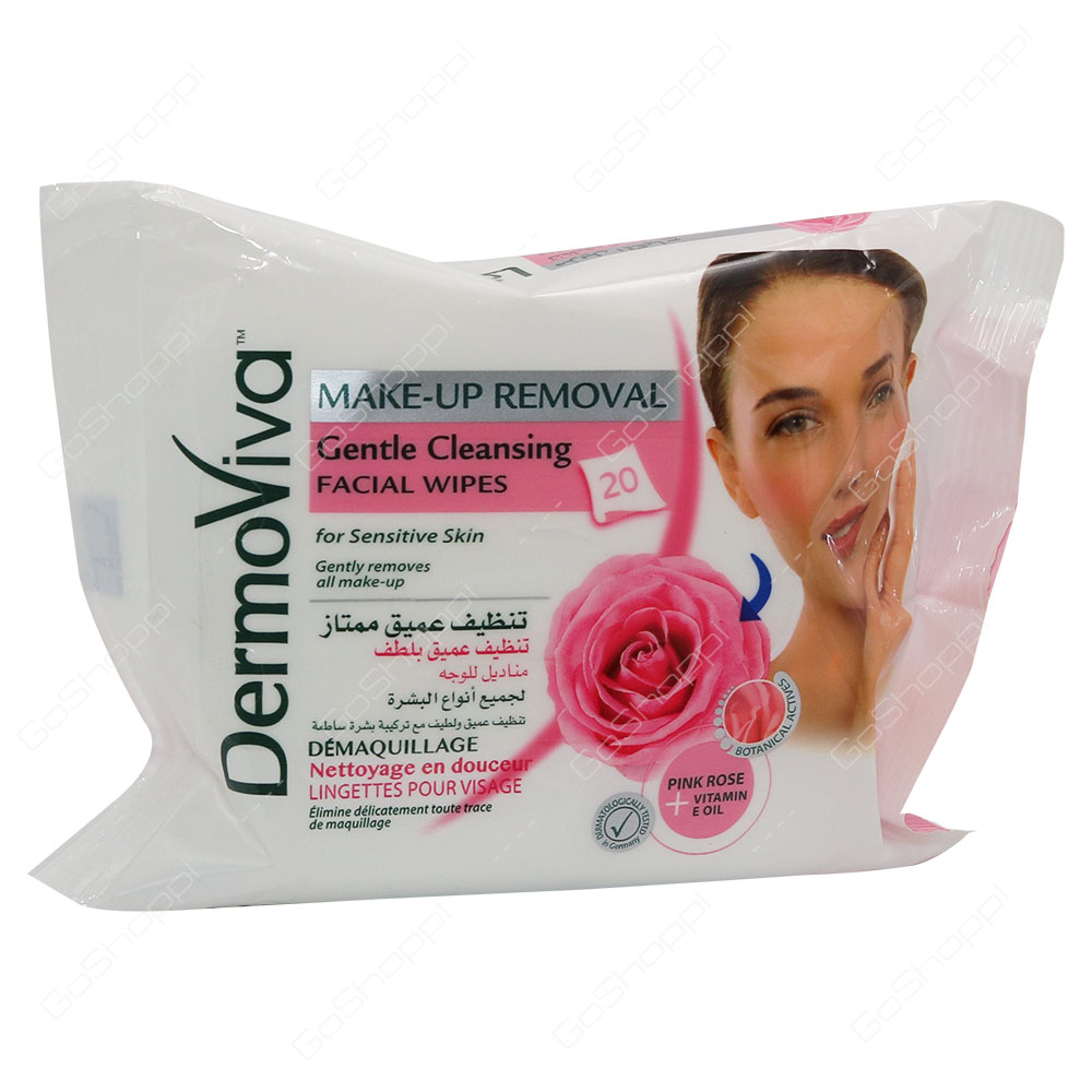 Dermoviva Make Up Removal Gentle Cleansing Facial Wipes 20 Wipes