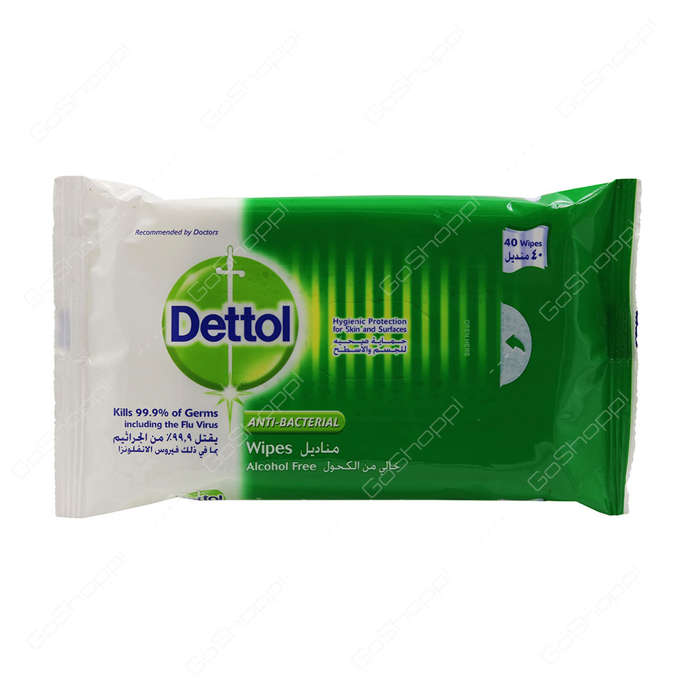 Dettol Anti Bacterial Wipes Alcohol Free 40 Wipes