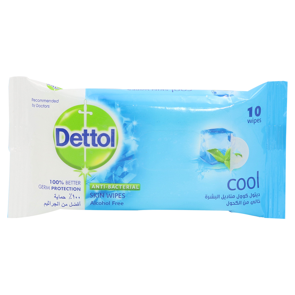 Dettol Cool Anti-Bacterial Skin Wipes 10Wipes