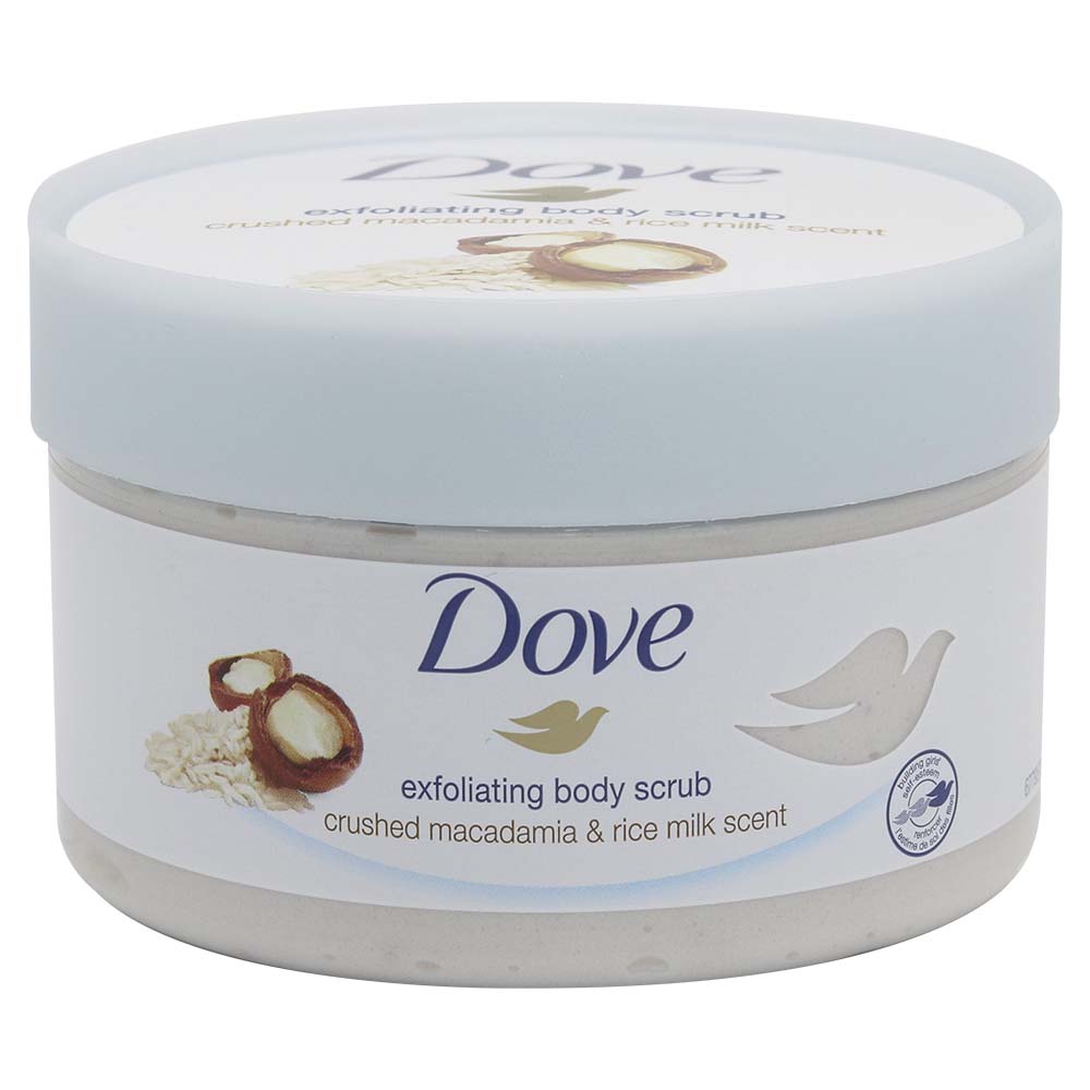 Dove Exfoliating Body Scrub Crushed Macadamia & Rice Milk Scent 225ml