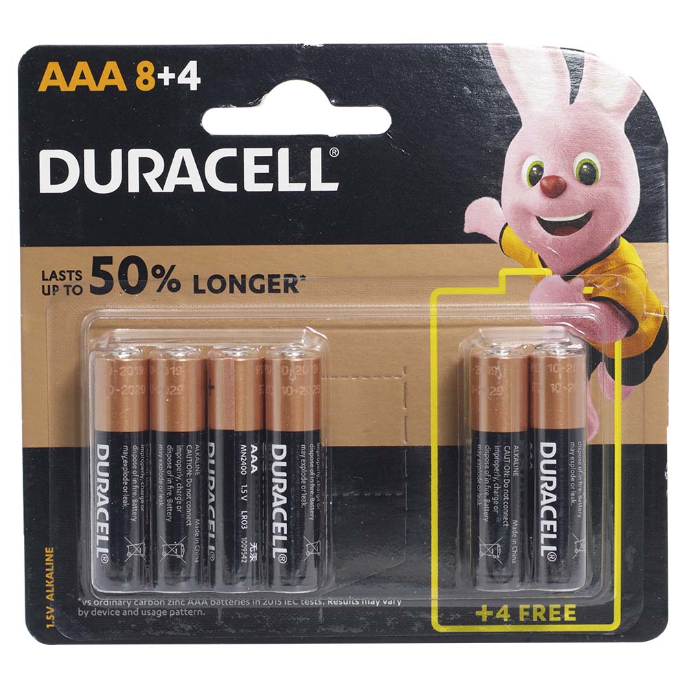 Duracell Alkaline Batteries AAA8+4 12pcs