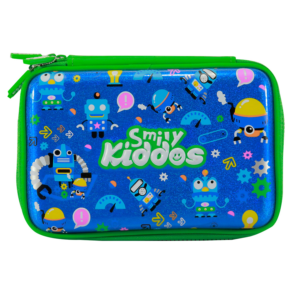 Fancy Double Compartment Pencil Case - Blue