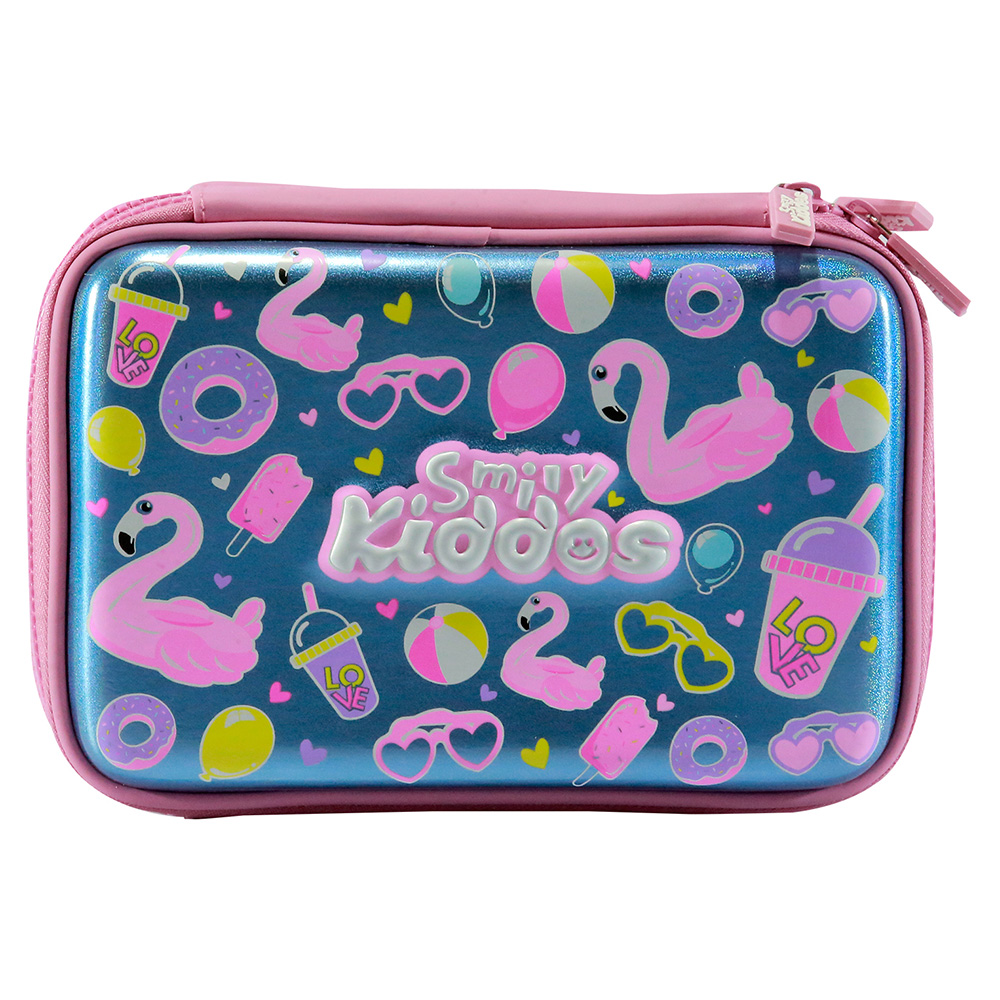 Fancy Double Compartment Pencil Case - Light Blue