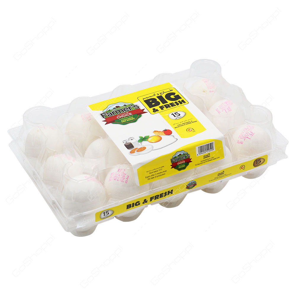 Farmers Choice Big And Fresh White Eggs 15 pcs