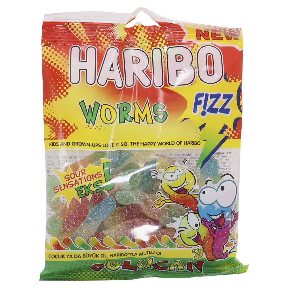 Haribo Fizz Worm Jelly Candies 160g