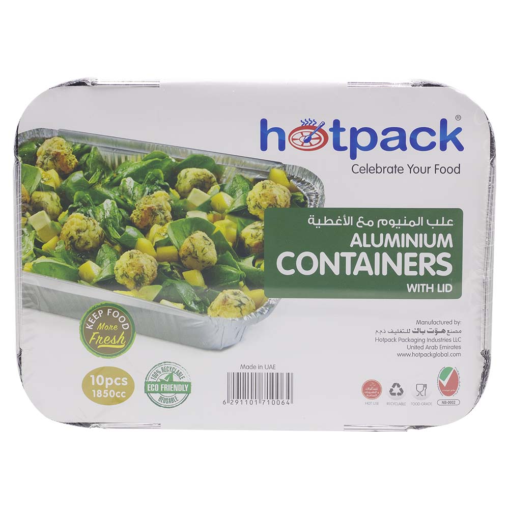 Hotpack Aluminium Containers With Lid 1850CC 10pcs