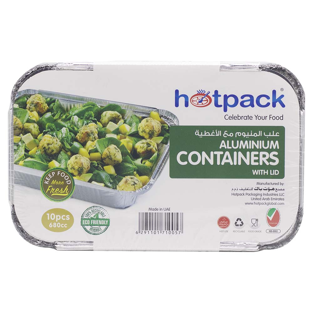 Hotpack Aluminium Containers With Lid 680CC 10pcs