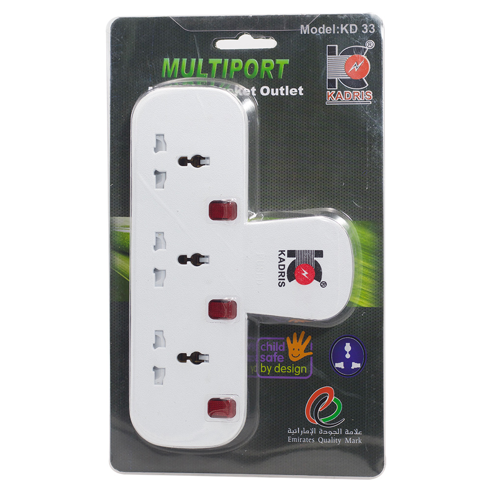 Kadris 3way Multiport Socket Outlet 1pc