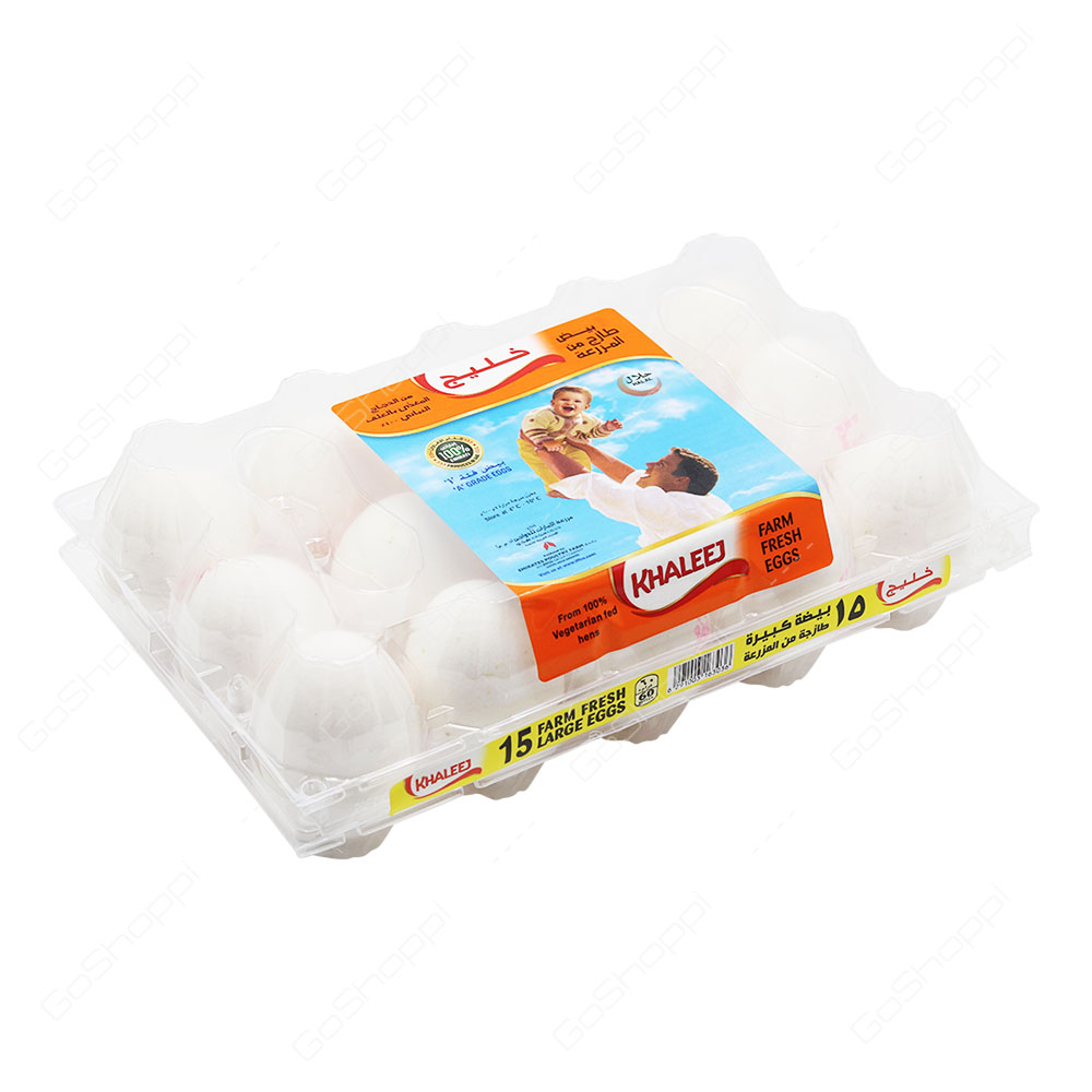 Khaleej Fresh White Large Eggs 15 pcs