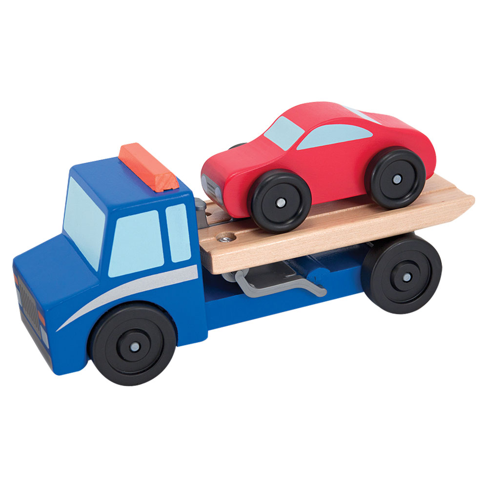 Melissa And Doug Flatbed Tow Truck Wooden Toy Set