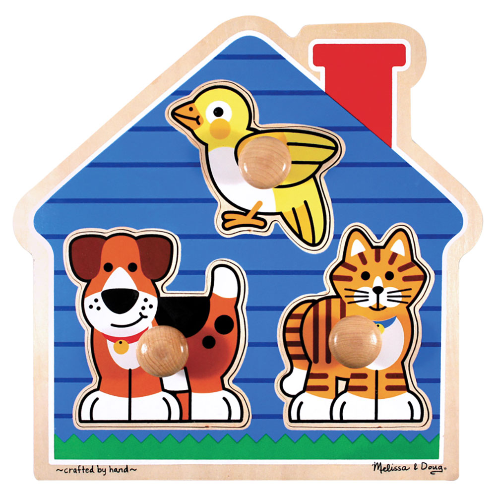 Melissa And Doug House Pets Jumbo Knob Puzzle - 3 Pieces