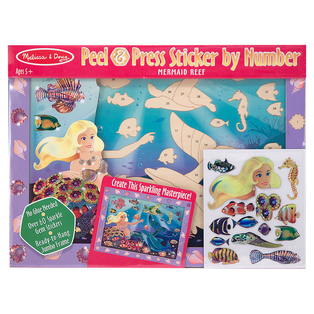 Melissa And Doug Peel And Press Sticker By Number Kit - Mermaid Reef