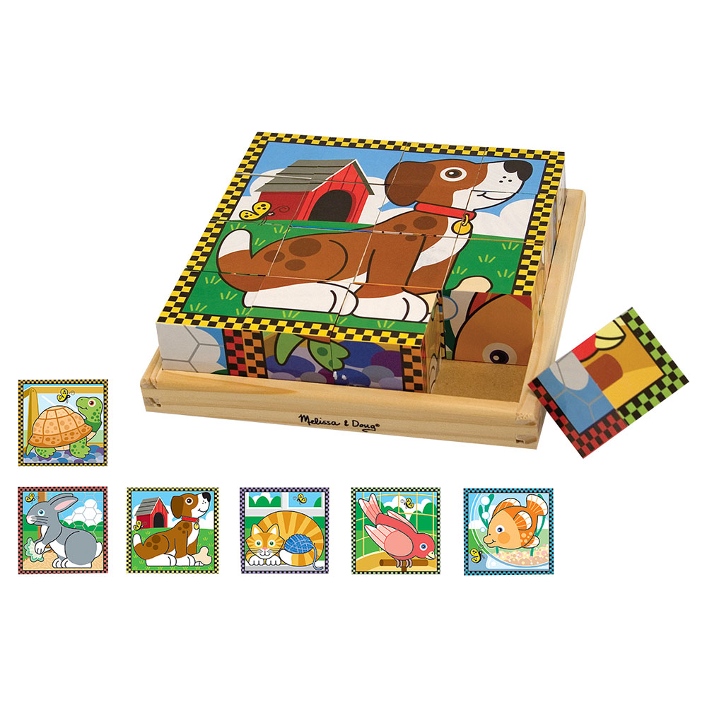 Melissa And Doug Pets Wooden Cube Puzzle