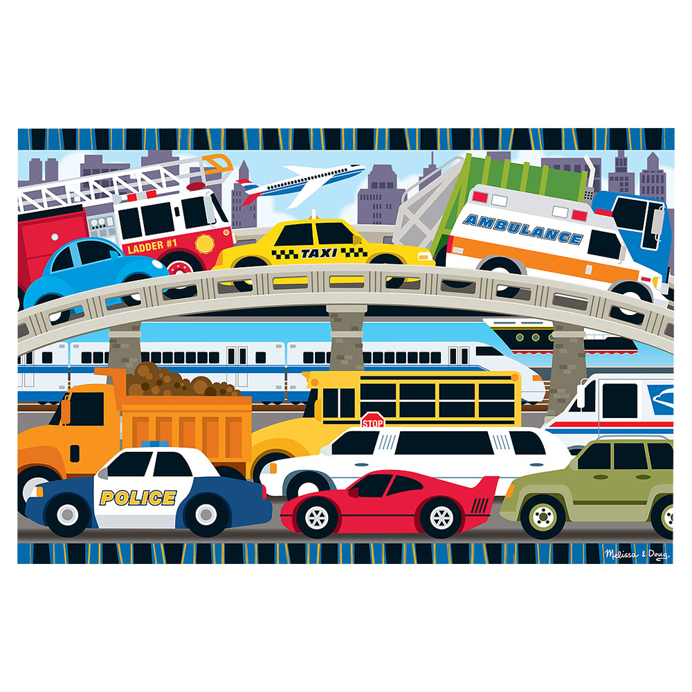 Melissa And Doug Traffic Jam Floor Puzzle 24 Pcs