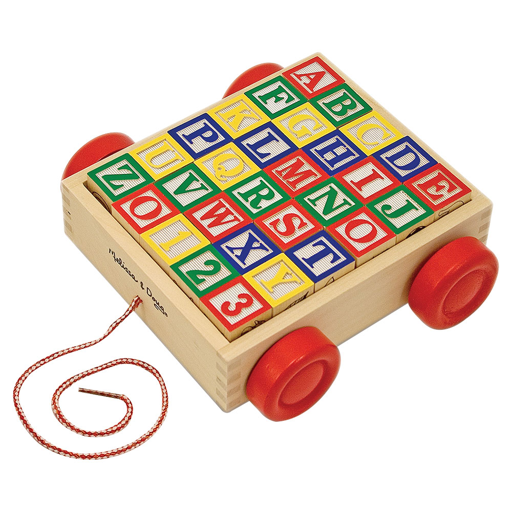 Melissa And Doug Wooden ABC/123 Blocks Cart