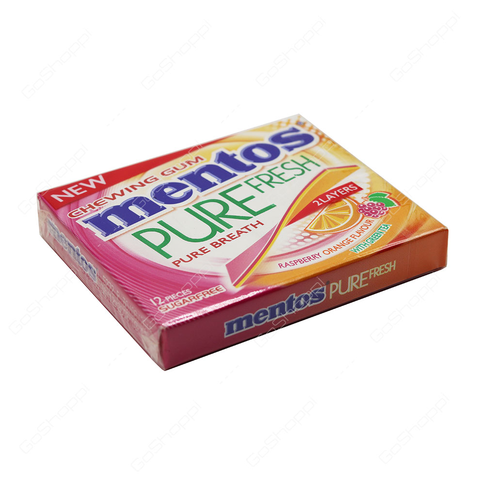 Mentos Pure Fresh Pure Breath 2 Layers Raspberry Orange Flavour 12 pcs