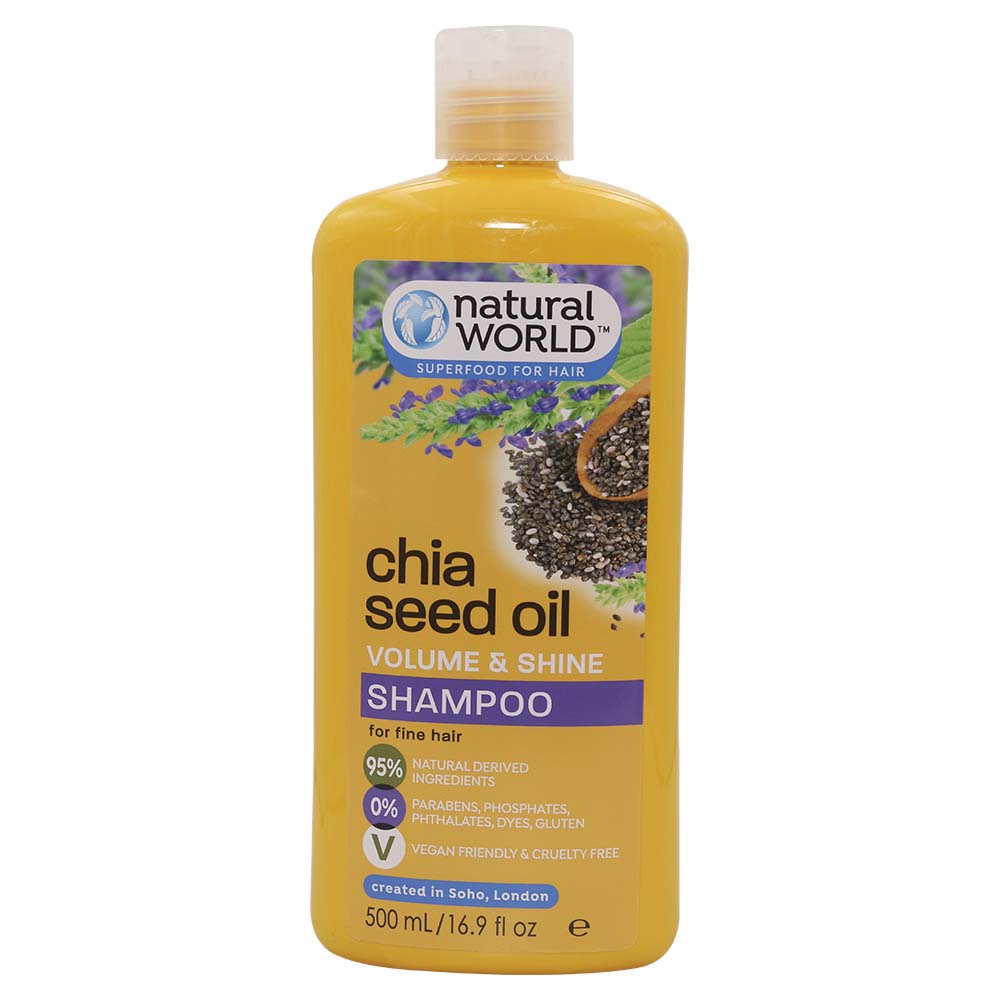 Natural World Chia Seed Oil Volume And Shine Shampoo 500ml