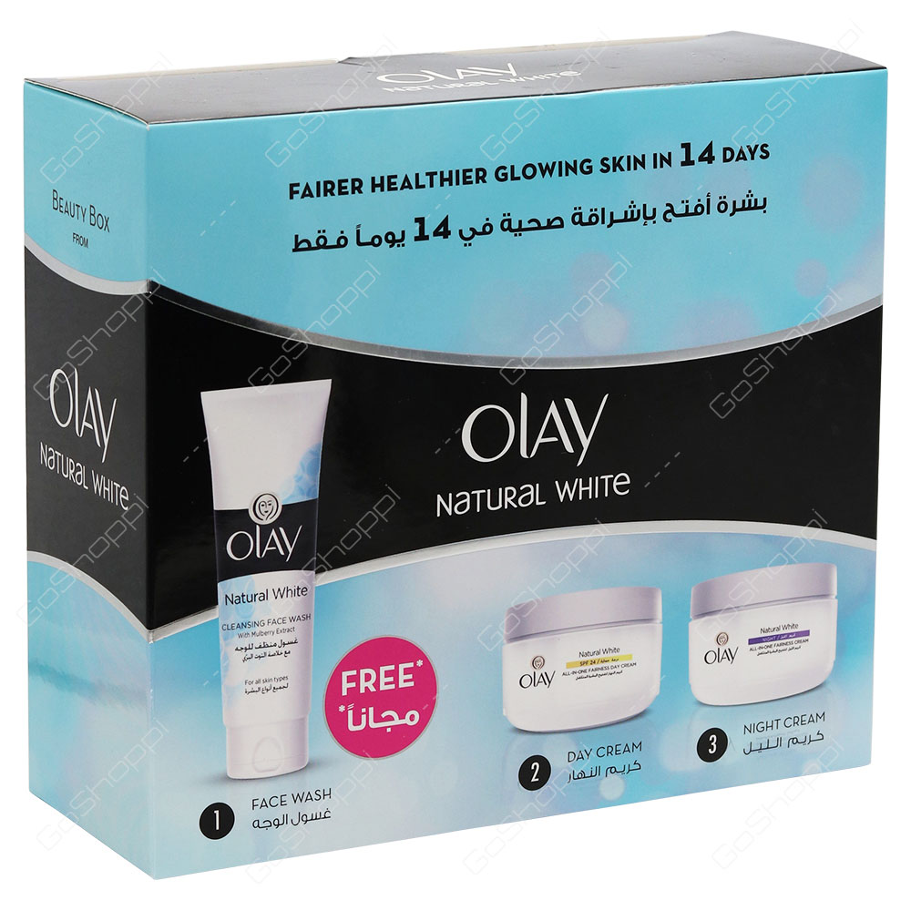 Olay Natural White Day And Night Cream With Face Wash 1 Pack
