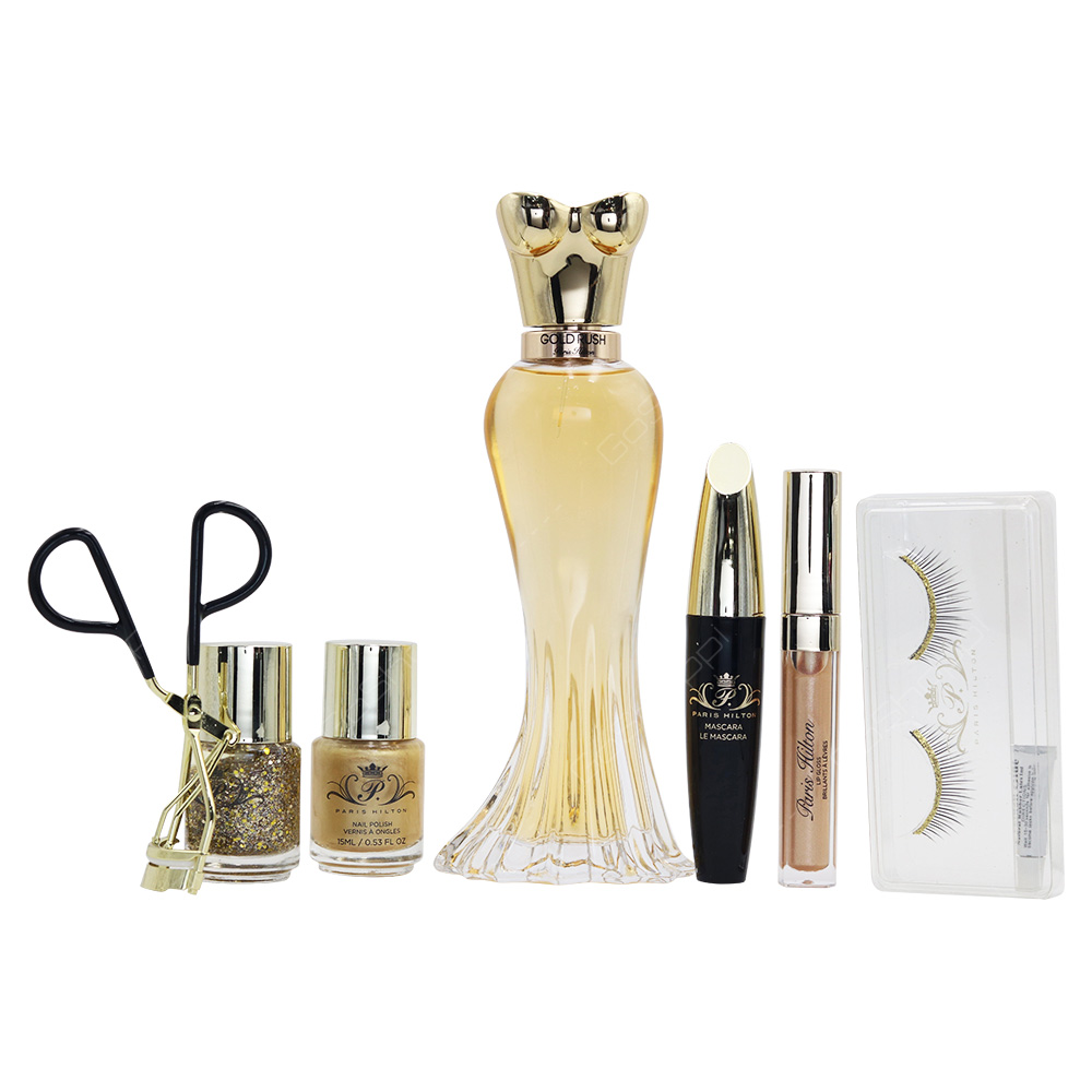 Paris Hilton Gold Rush Gift Set With Make Up Accessories For Women 7pcs