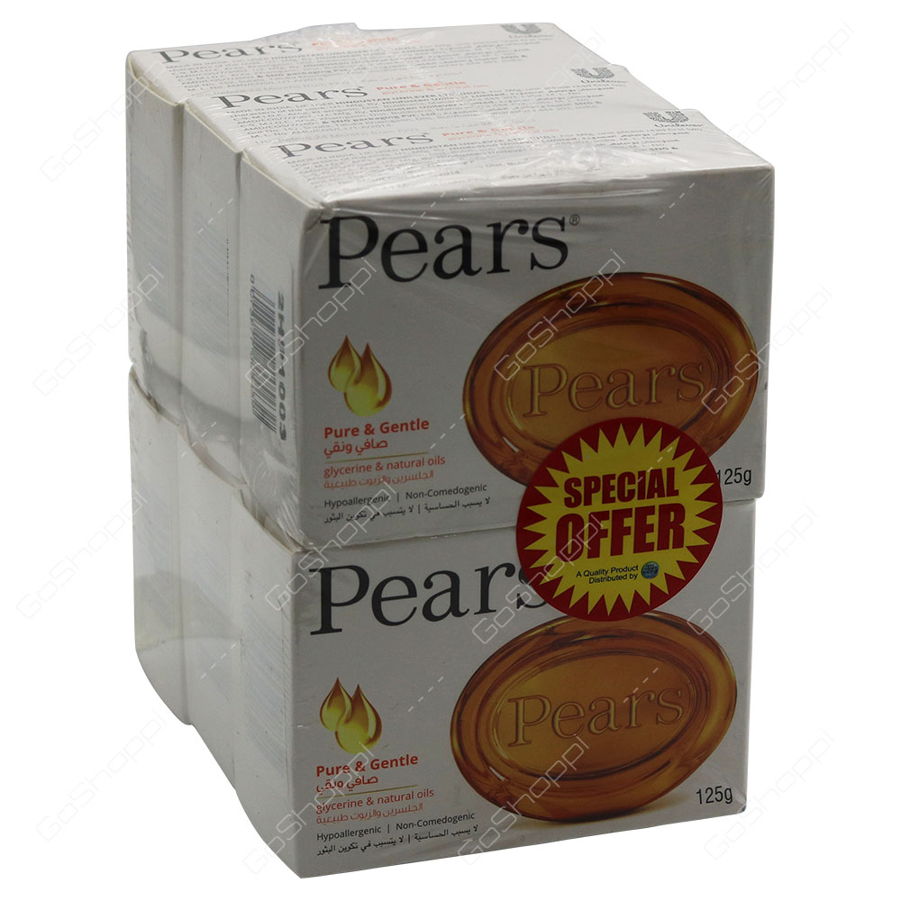 Pears Pure And Gentle Soaps 6X125 g
