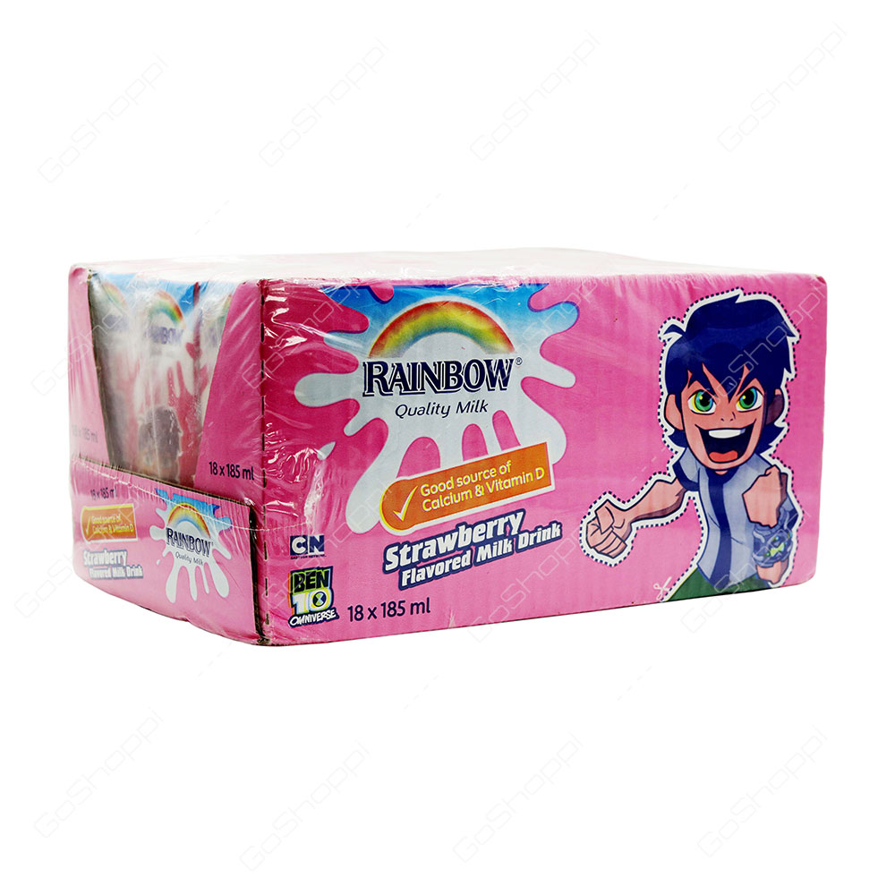 Rainbow Strawberry Flavoured Milk 18X185 ml