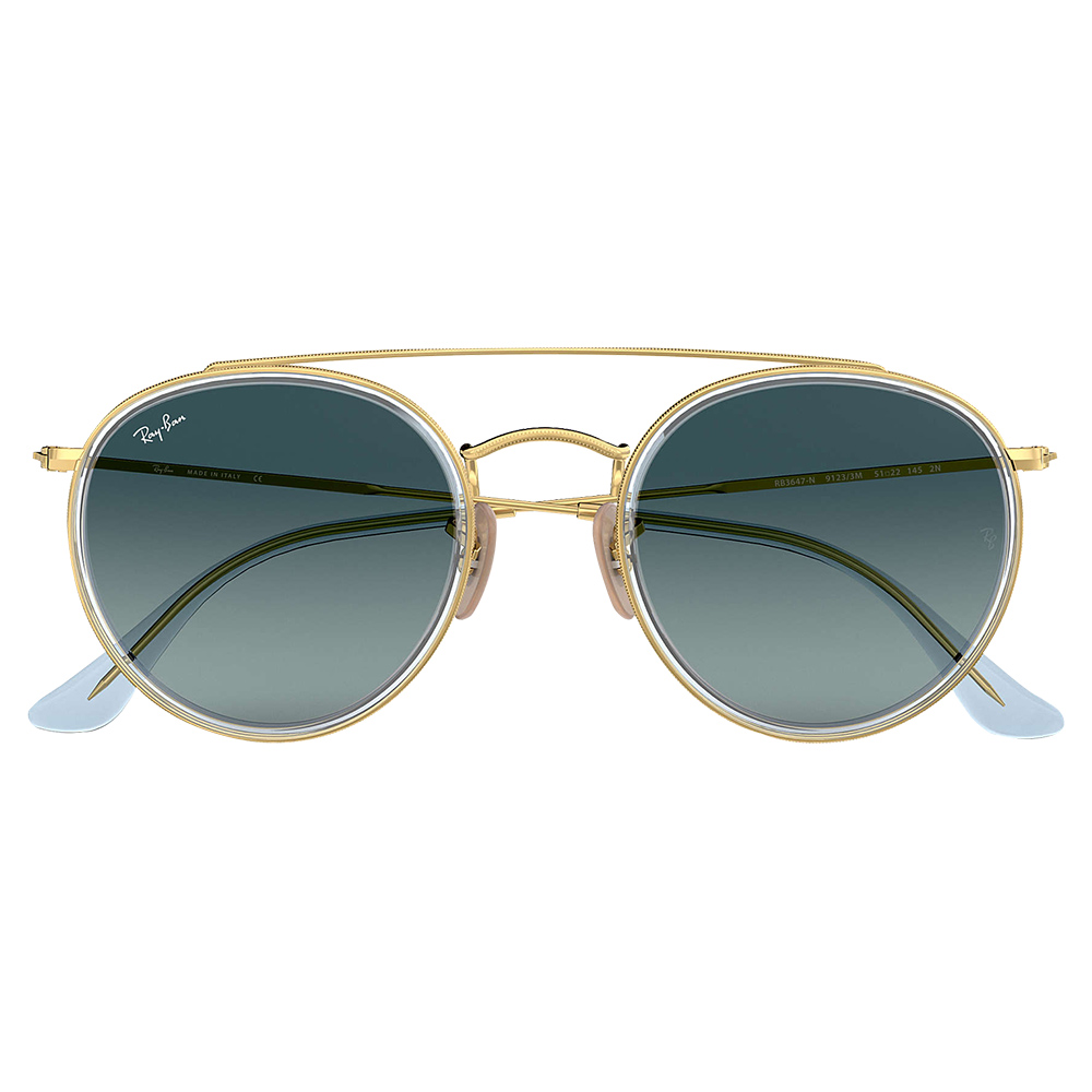 Ray-Ban Blue Round Double Bridge Sunglasses For Unisex - 0RB3647N-91233M51